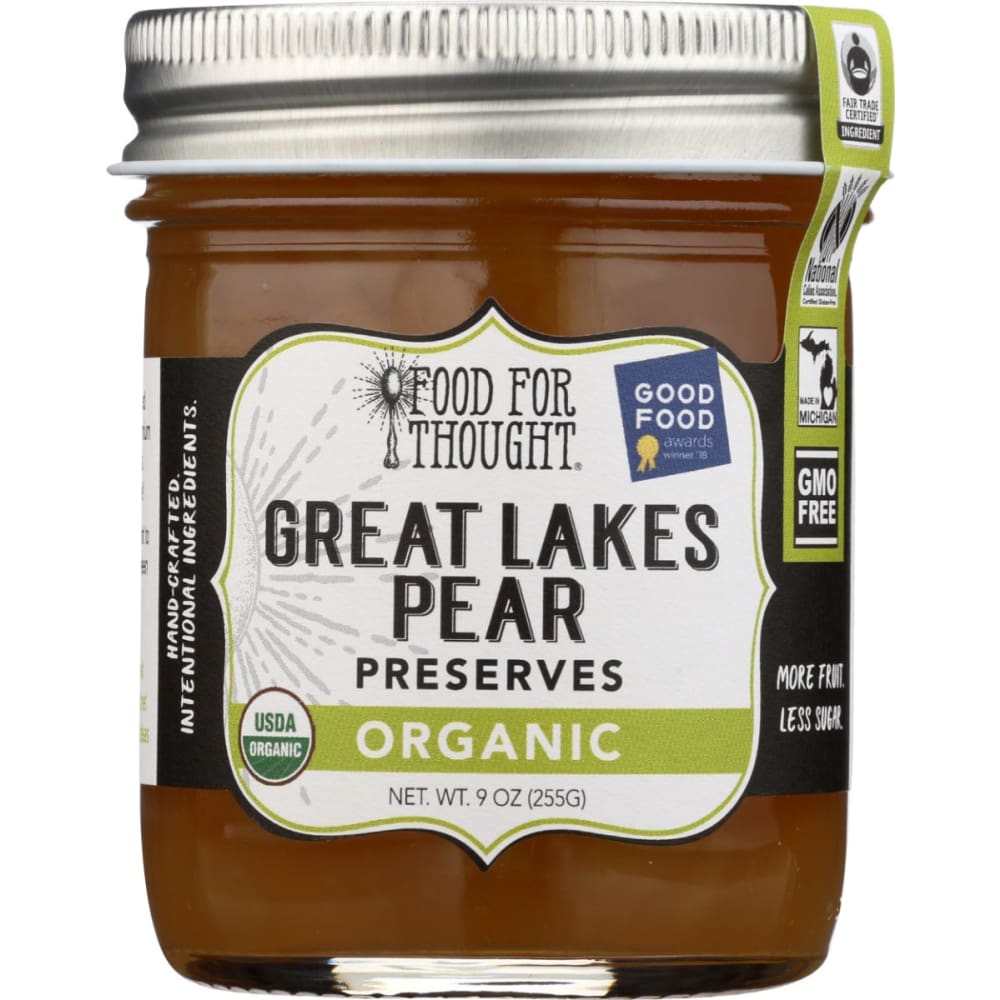 FOOD FOR THOUGHT: Organic Pear Preserves 9 oz (Pack of 3) - Grocery > Pantry > Condiments - FOOD FOR THOUGHT