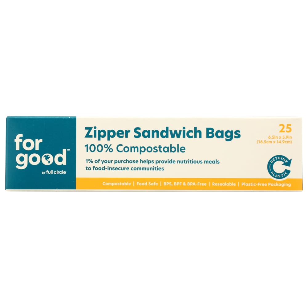 FOR GOOD: Zipper Sandwich Bag 25 ct - General Merchandise > HOUSEHOLD PRODUCTS > FOOD STORAGE BAGS & WRAPS - FOR GOOD