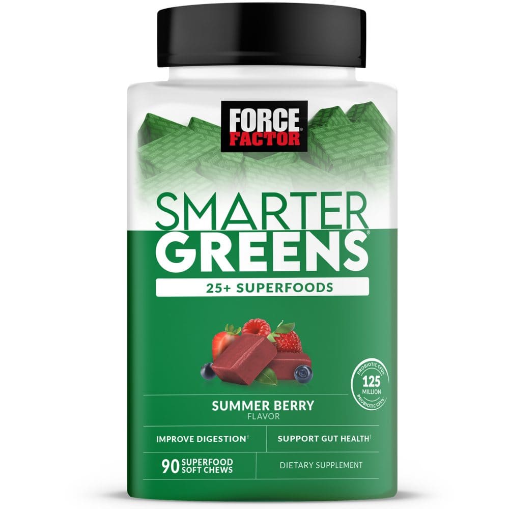 Force Factor Smarter Greens 25+ Superfoods Chews Summer Berry (90 ct.) - Instant Savings - Force
