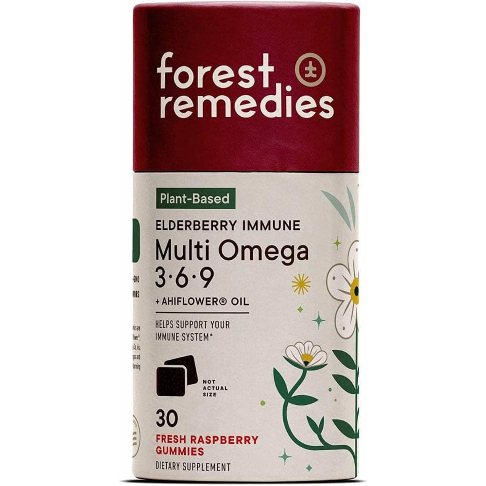 FOREST REMEDIES FOREST REMEDIES Elderberry Immune Omega 369 Fresh Raspberry Gummies , 30 ea
