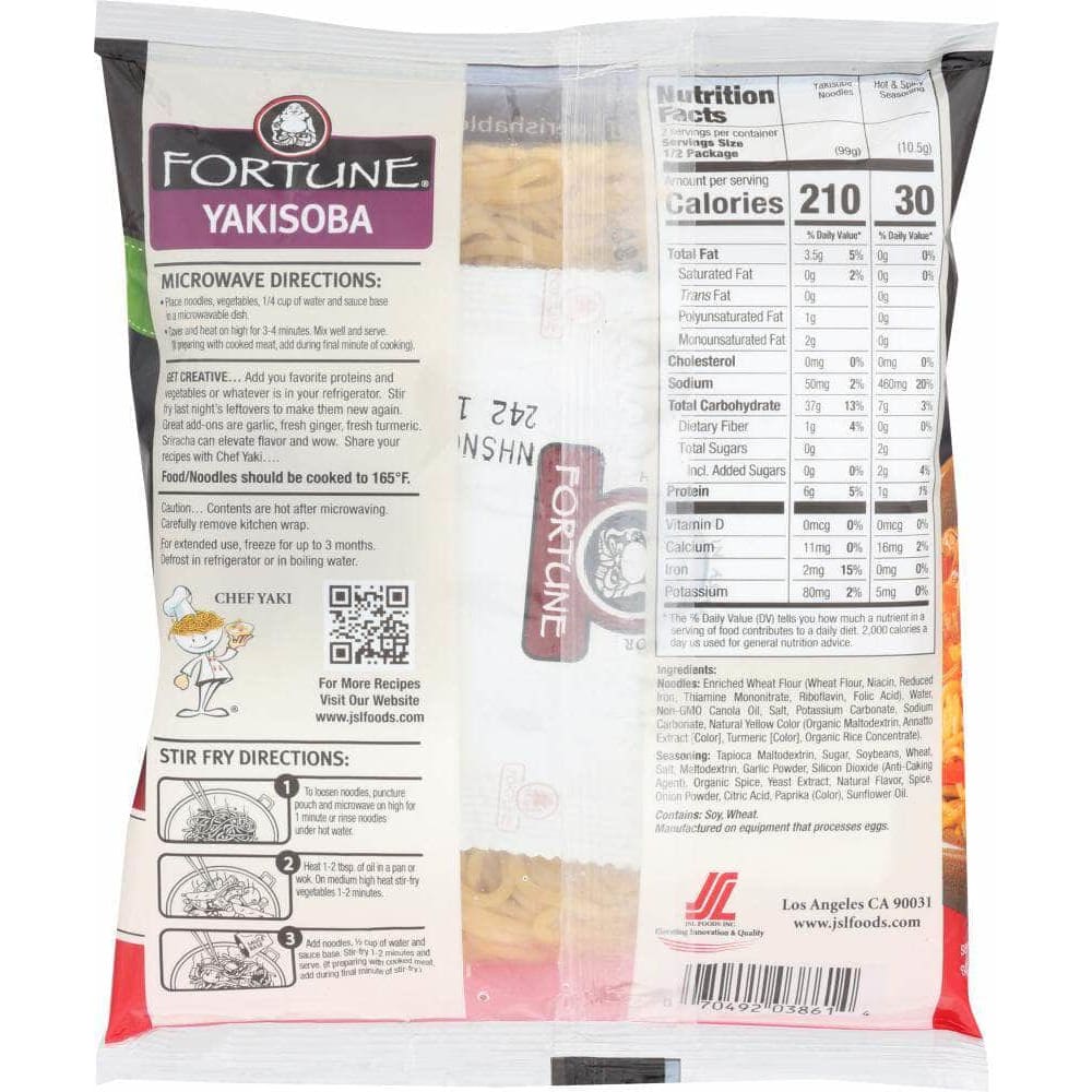 Fortune Fortune Yakisoba Stiry Fry Noodle Hot & Spicy Flavor, 7.70 oz