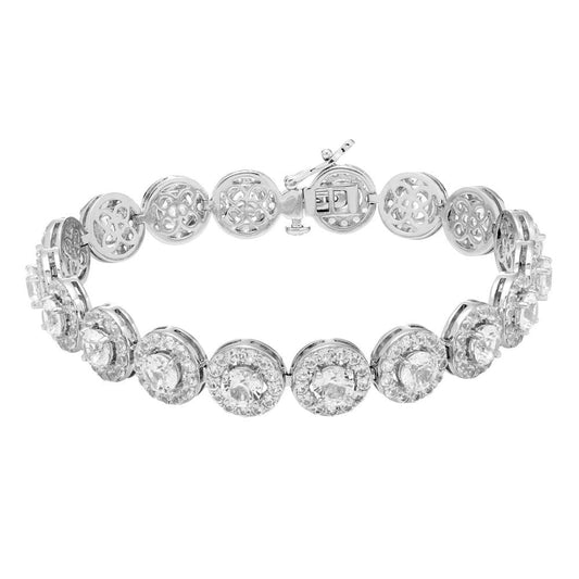 Framed Lab White Sapphire Bracelet in Sterling Silver - Bracelets & Bangles - Framed
