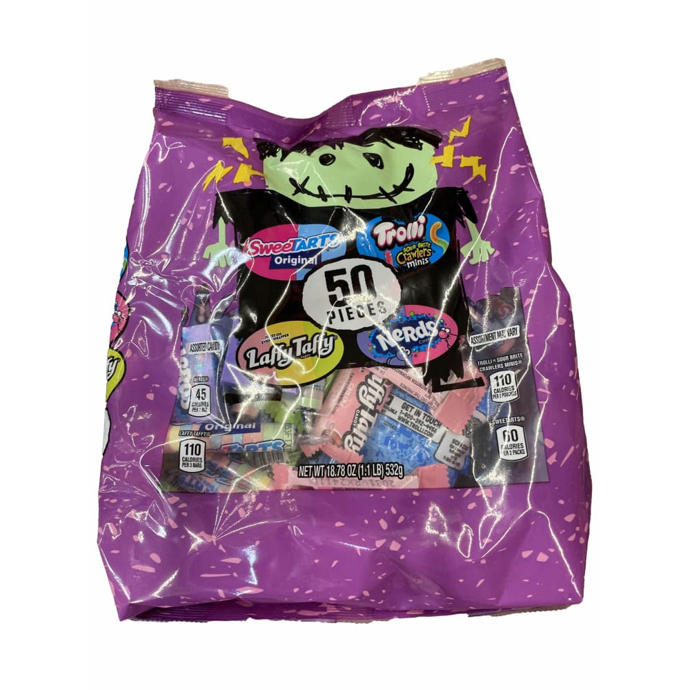 SweeTarts Franken Favorites Halloween Candy Variety Bag, SweeTarts, Trolli, Laffy Taffy, Nerds, 18.78 oz (50 Count)