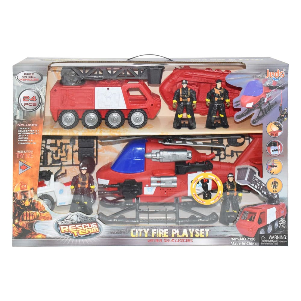 Free Wheel City Fire Playset - 24 Pcs - Toys & Games - contarmarket