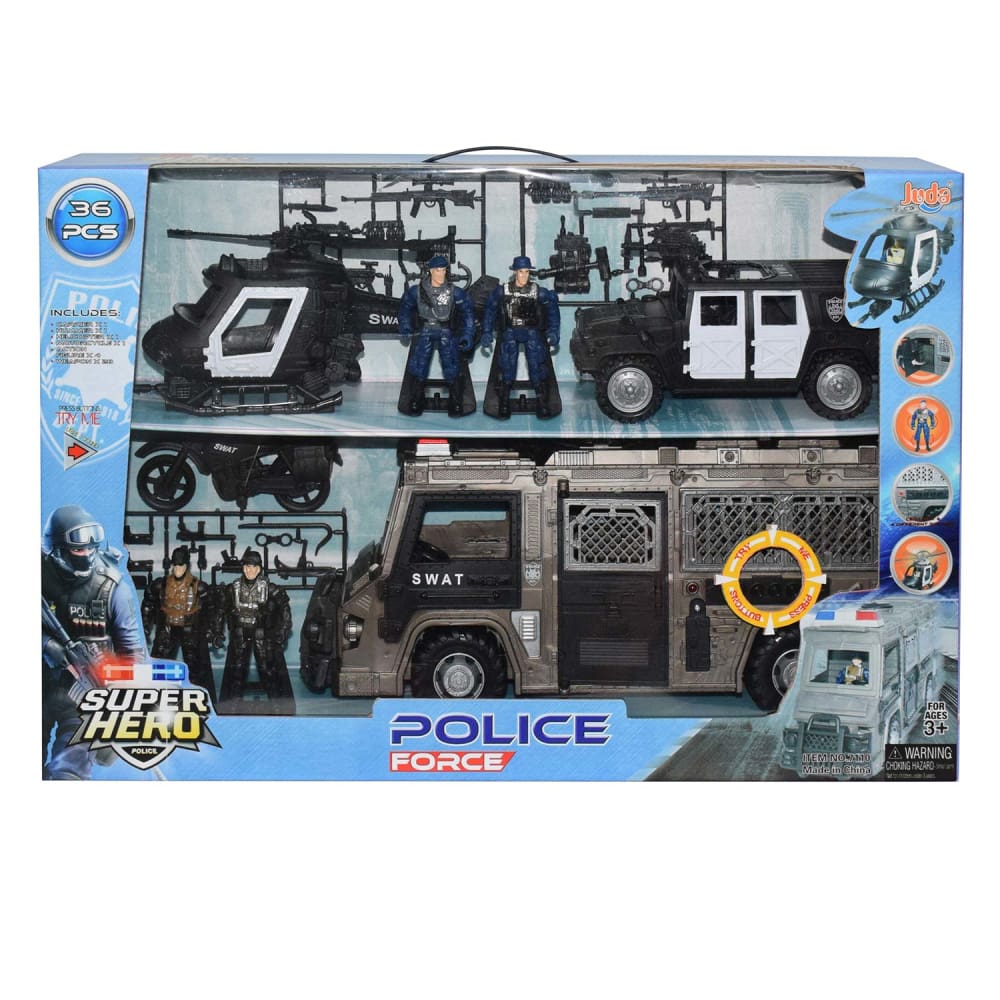 Free Wheel Police Force Full Playset - 36 Pcs - Toys & Games - contarmarket