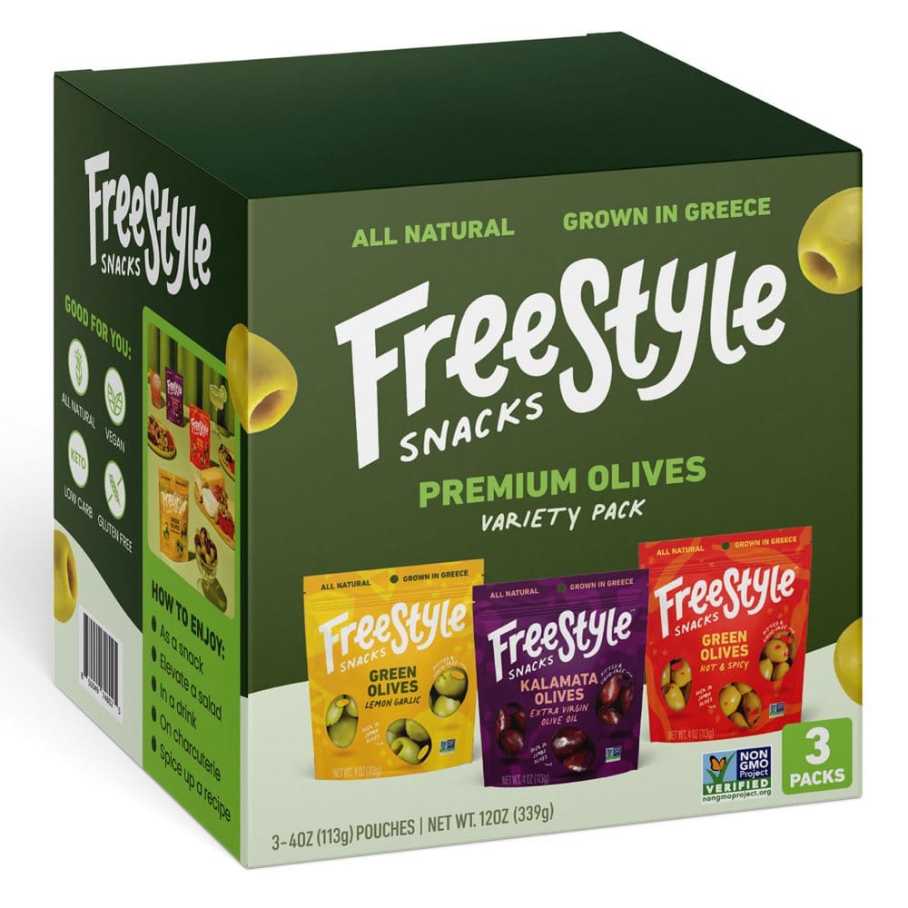 FreeStyle Snacks Premium Olives Variety Pack (3 pk.) - Limited Time Buys - FreeStyle