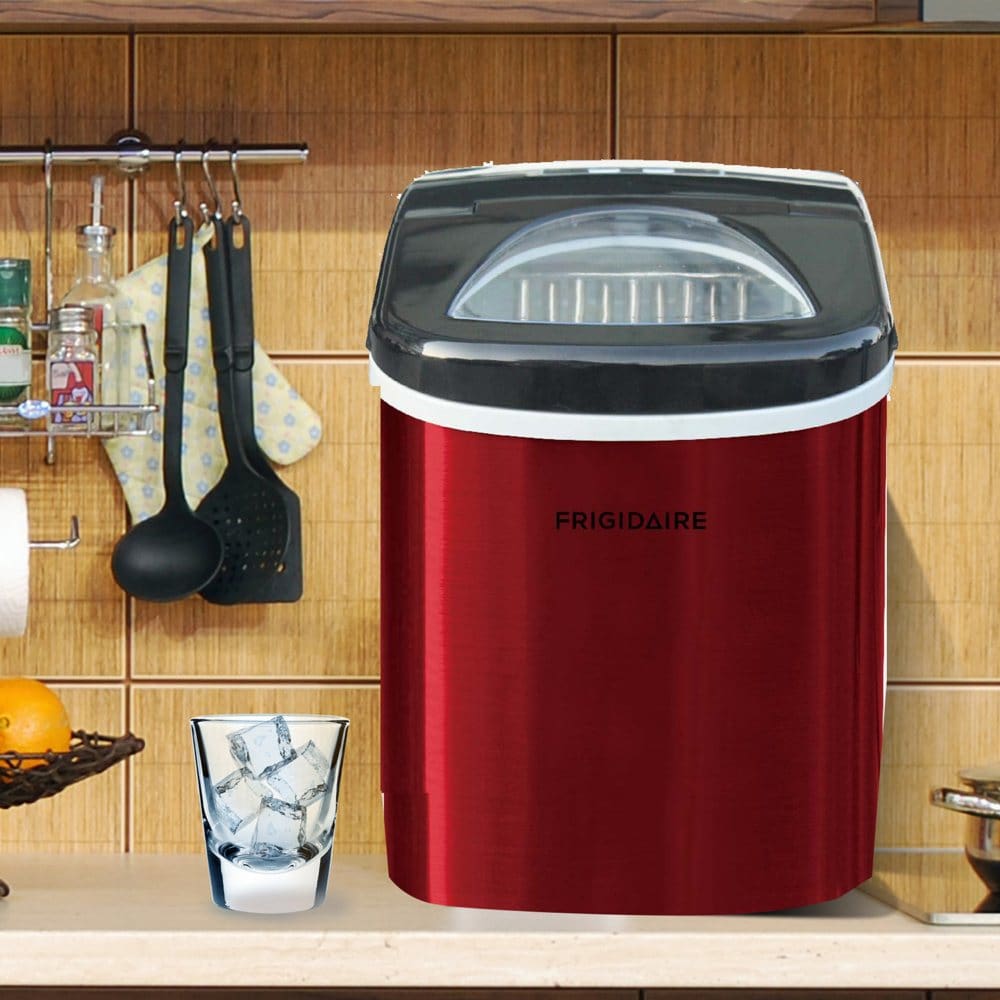 Frigidaire Red Stainless Steel 26lb Ice Maker - Freezers & Ice Makers - Frigidaire