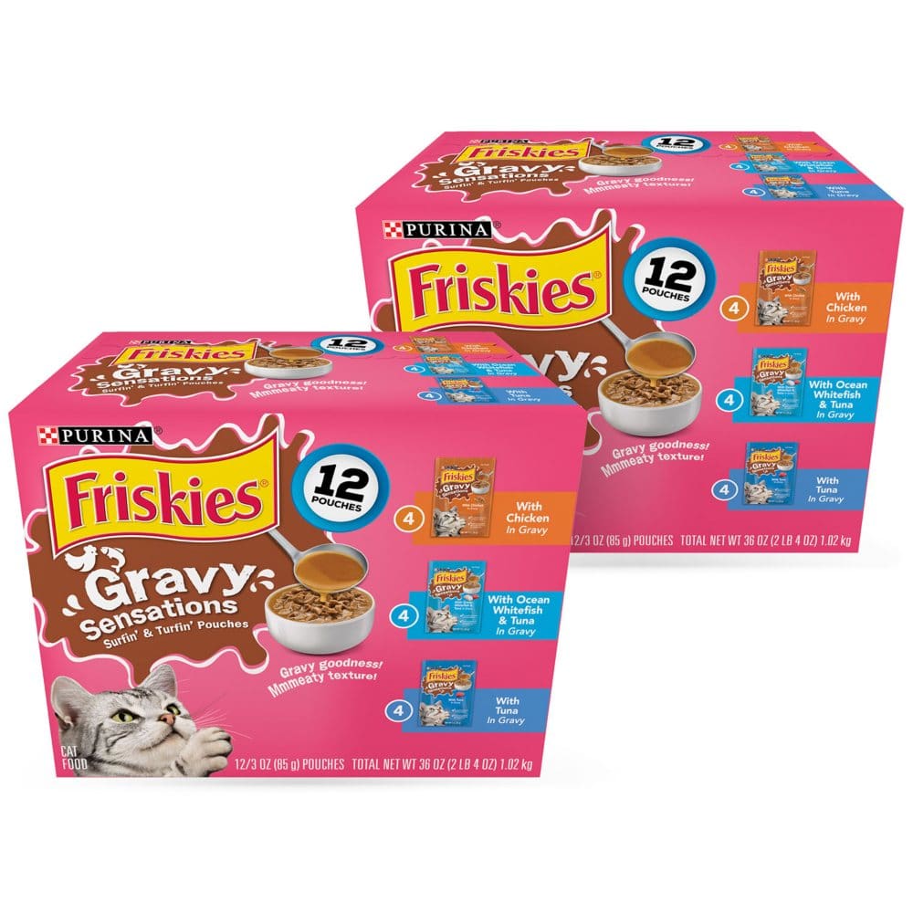 Friskies Gravy Sensations Surfin’ & Turfin’ Pouches Variety Pack (24 ct. 2 pk.) - New Grocery & Household - Friskies