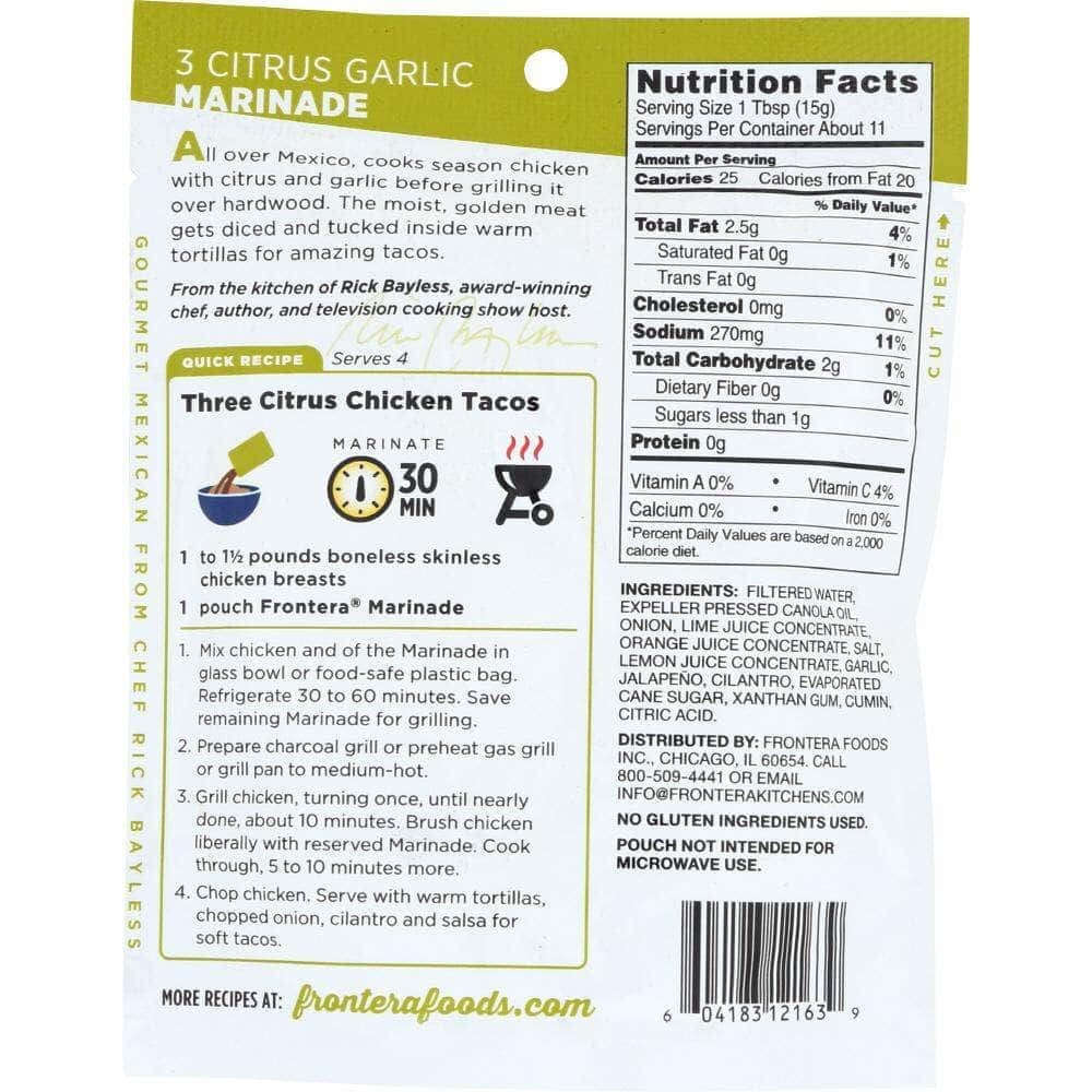Frontera Frontera 3 Citrus Garlic Marinade with Fresh Cilantro, 6 oz