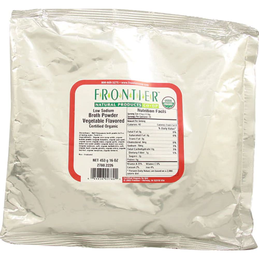 FRONTIER CO-OP: Low Sodium Vegetable Flavored Broth Powder 16 oz - Soups & Stocks - Frontier Herb