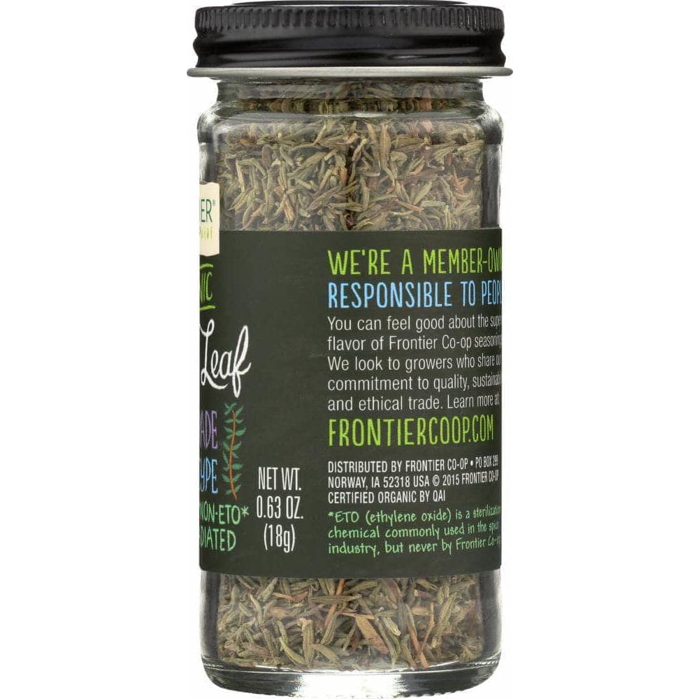 Frontier Co-Op Frontier Herb Organic Thyme Leaf Bottle, 0.63 oz