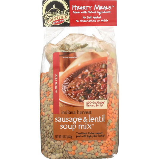 FRONTIER SOUP: Indiana Harvest Sausage Lentil Soup. 16 oz (Pack of 4) - Food - FRONTIER SOUPS