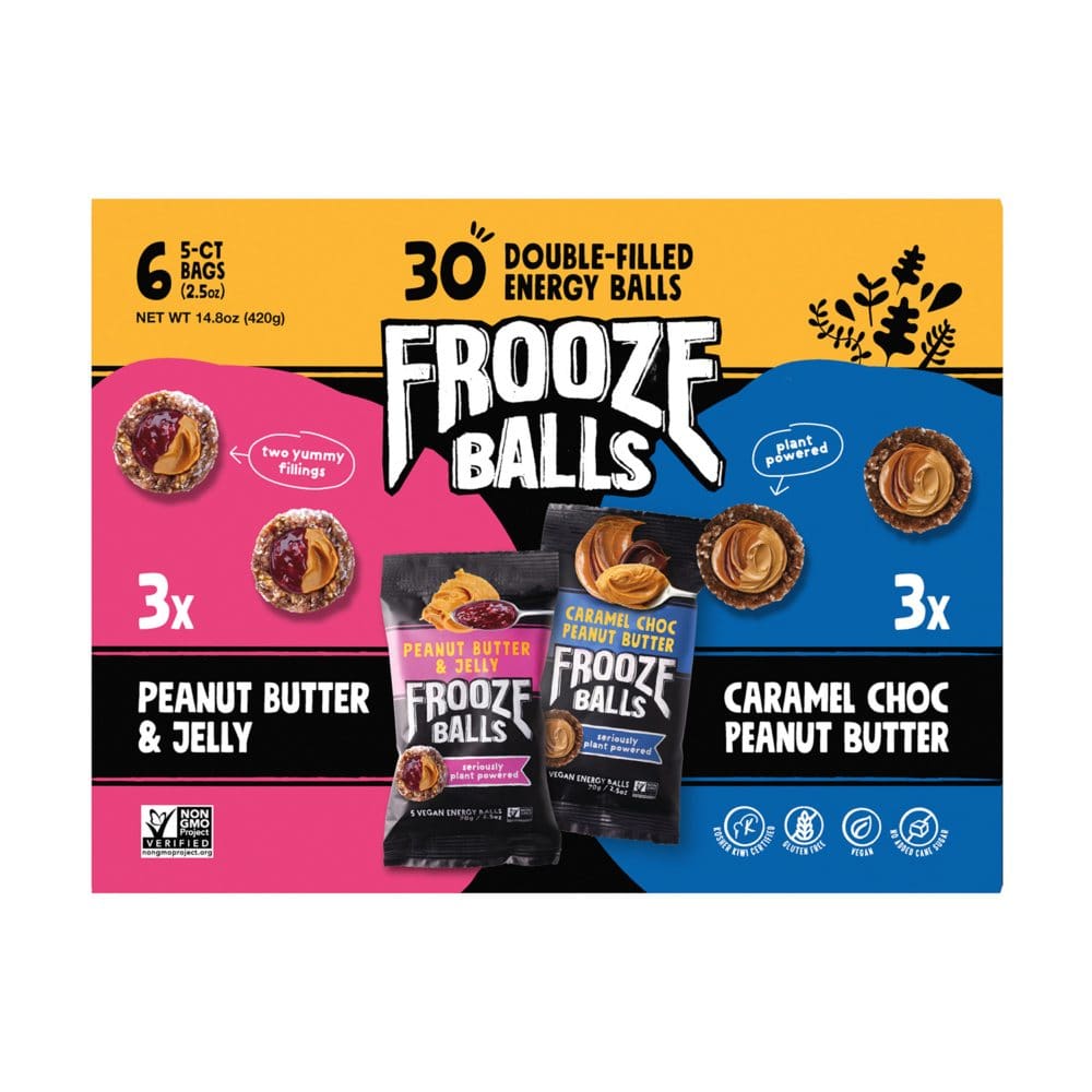 Frooze Balls Plant Based Protein Ball Variety Pack (2.5 oz. 6 pk.) - Limited Time Snacks - Frooze
