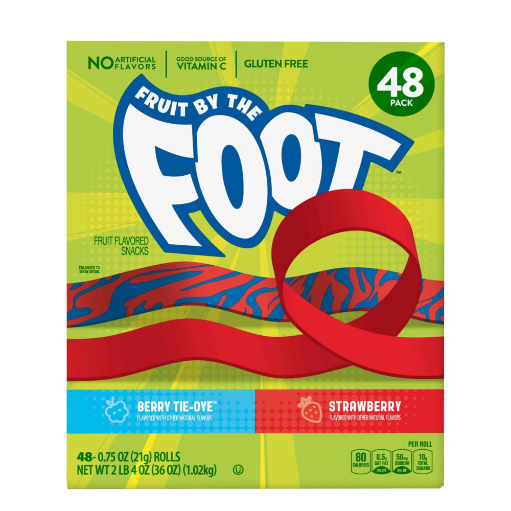 Fruit by the Foot Variety Pack Strawberry and Berry Tie Dye 48 ct. - Fruit