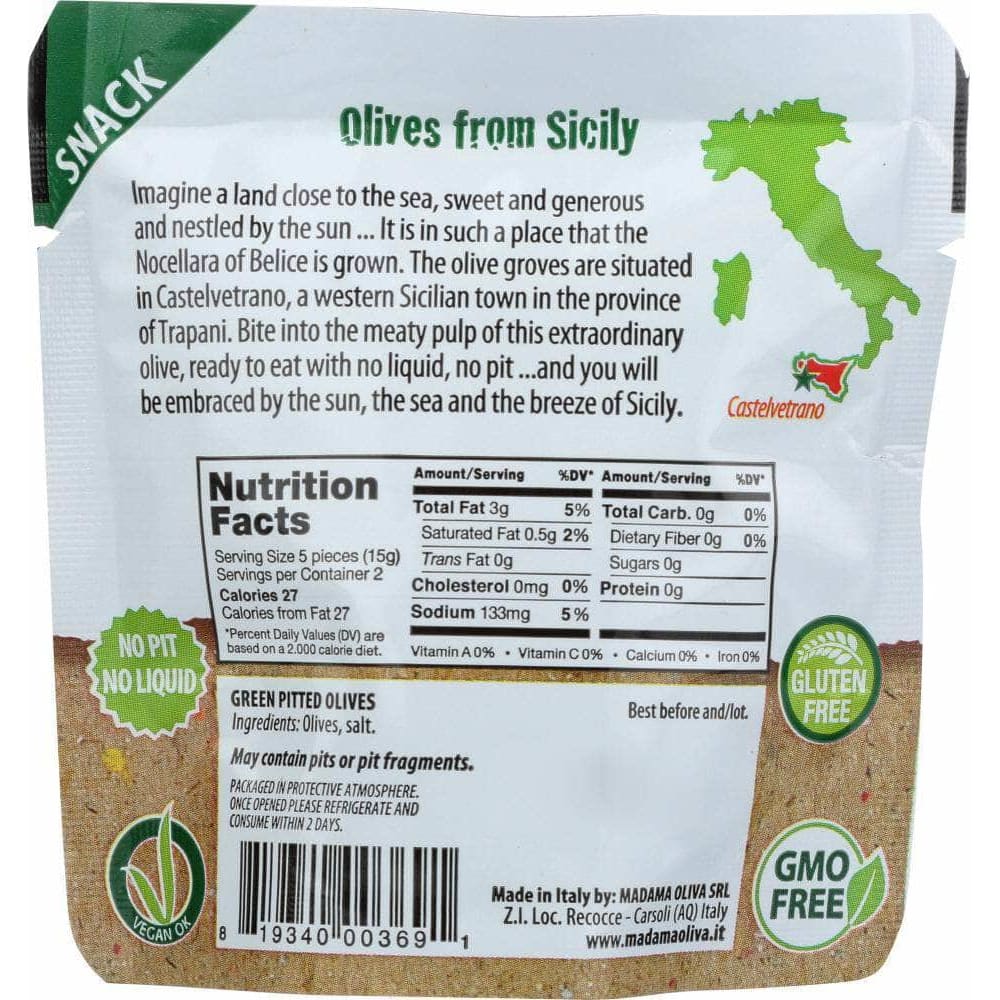 Frutto Ditalia Frutto Ditalia Pitted Green Olives Snack Pack, 1.10 oz