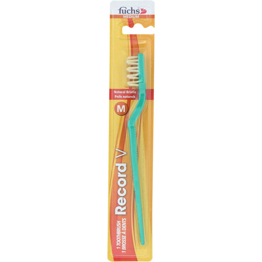 FUCHS: Record -V Natural Medium Toothbrush 1 ea (Pack of 6) - Grocery > Natural Snacks > Snacks > Oral Dental Care > Toothbrushes - FUCHS
