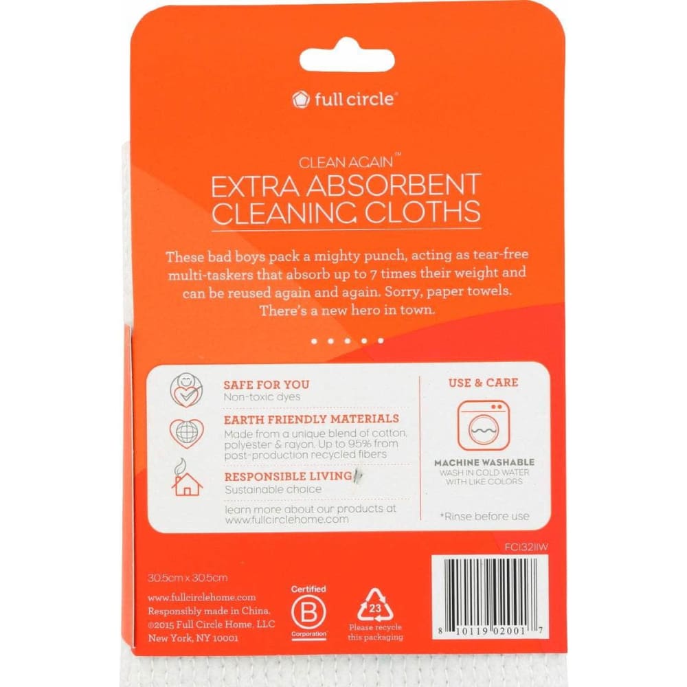 FULL CIRCLE HOME Home Products > Cleaning Supplies FULL CIRCLE HOME: Clean Again Extra Absorbent Cleaning Cloths, 1 ea