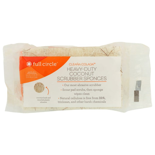 FULL CIRCLE HOME: Coconut Scrubbing Sponges 2 ea (Pack of 5) - General Merchandise > HOUSEHOLD CLEANERS & SUPPLIES > DISHWASHING PRODUCTS -