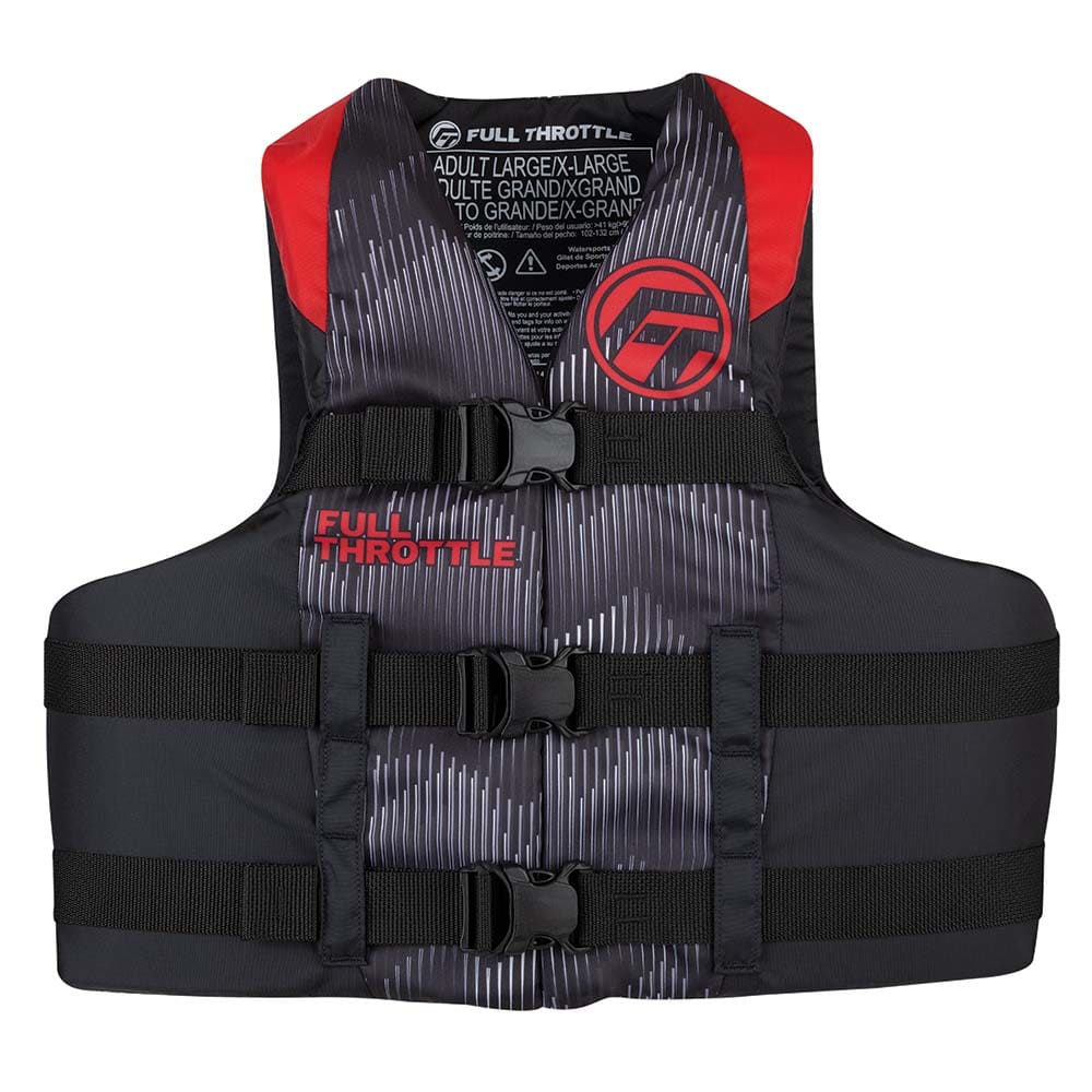 Full Throttle Adult Nylon Life Jacket - L/ XL - Red/ Black - Watersports | Life Vests,Marine Safety | Personal Flotation Devices - Full