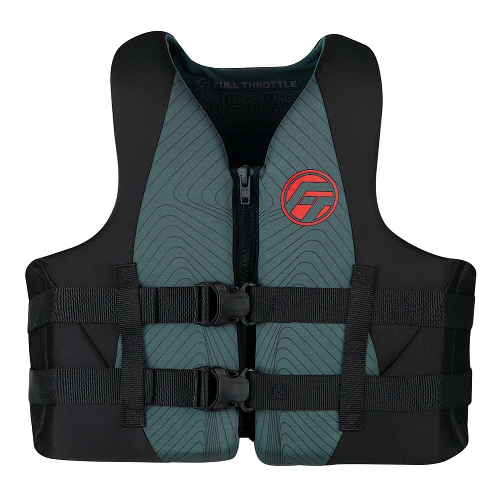 Full Throttle Adult Rapid-Dry Life Jacket - 2XL/ 4XL - Grey/ Black - Watersports | Life Vests,Marine Safety | Personal Flotation Devices -