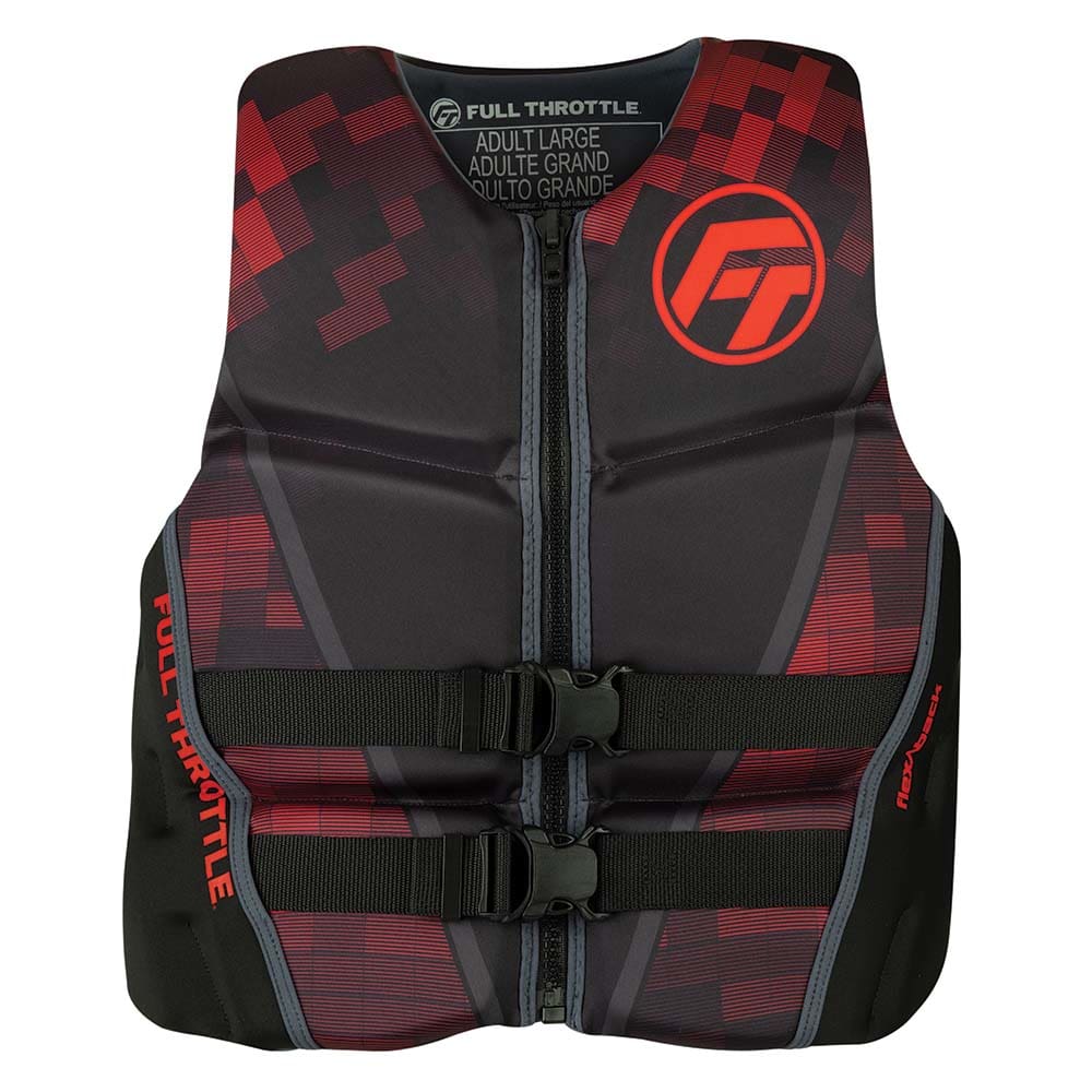 Full Throttle Men’s Rapid-Dry Flex-Back Life Jacket - L - Black/ Red - Watersports | Life Vests,Marine Safety | Personal Flotation Devices -