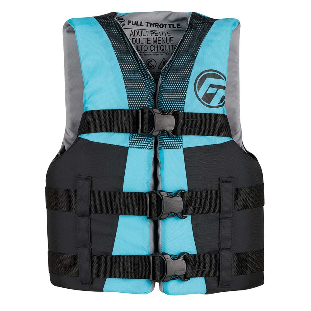 Full Throttle Teen Nylon Life Jacket - Aqua/ Black - Watersports | Life Vests,Marine Safety | Personal Flotation Devices - Full Throttle