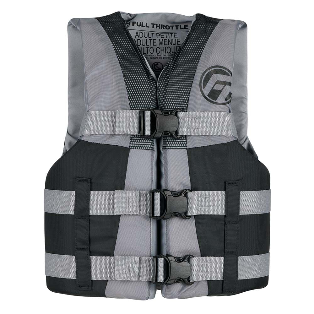 Full Throttle Teen Nylon Life Jacket - Grey/ Black - Watersports | Life Vests,Marine Safety | Personal Flotation Devices - Full Throttle