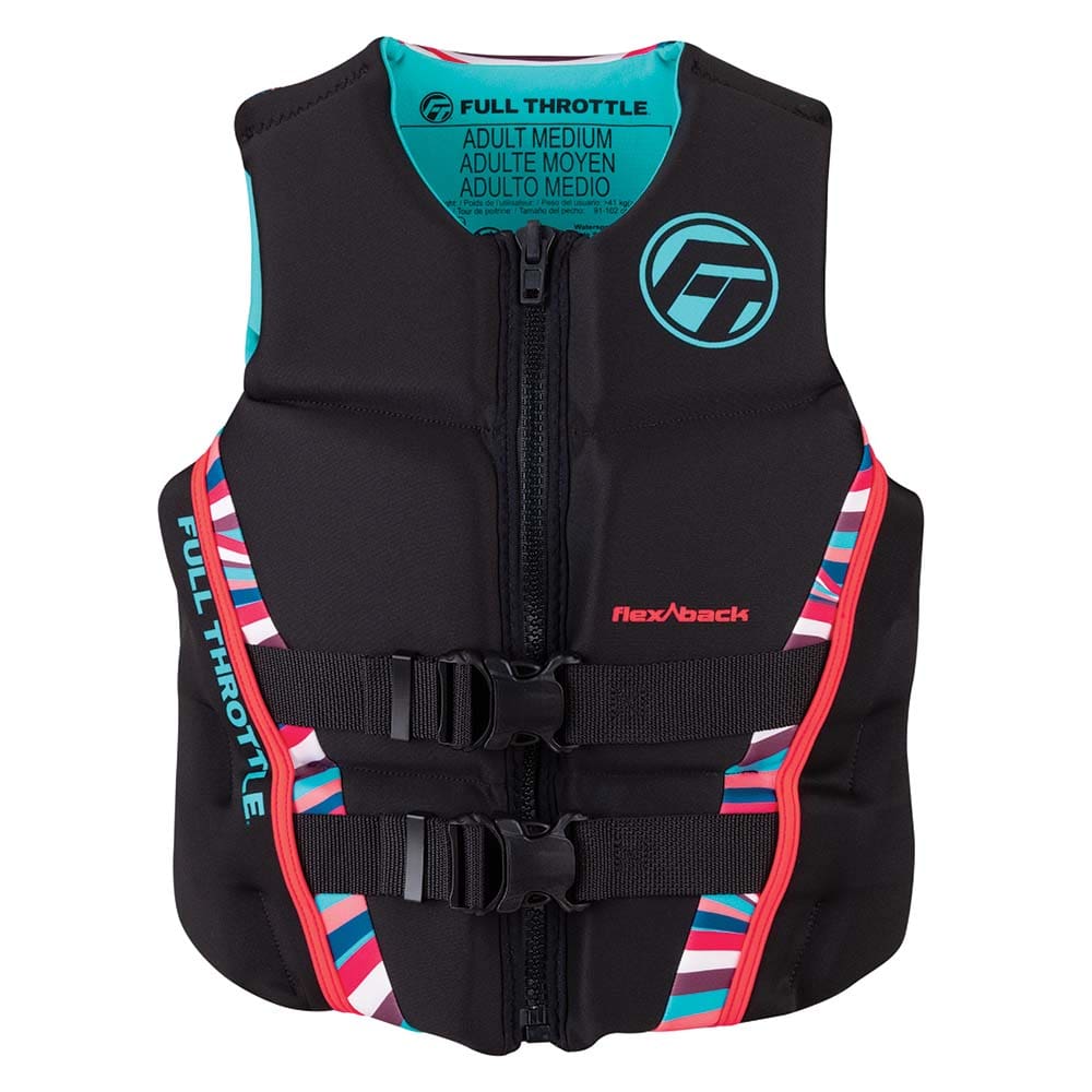 Full Throttle Women’s Rapid-Dry Flex-Back Life Jacket - Women’s M - Pink/ Black - Watersports | Life Vests,Marine Safety | Personal