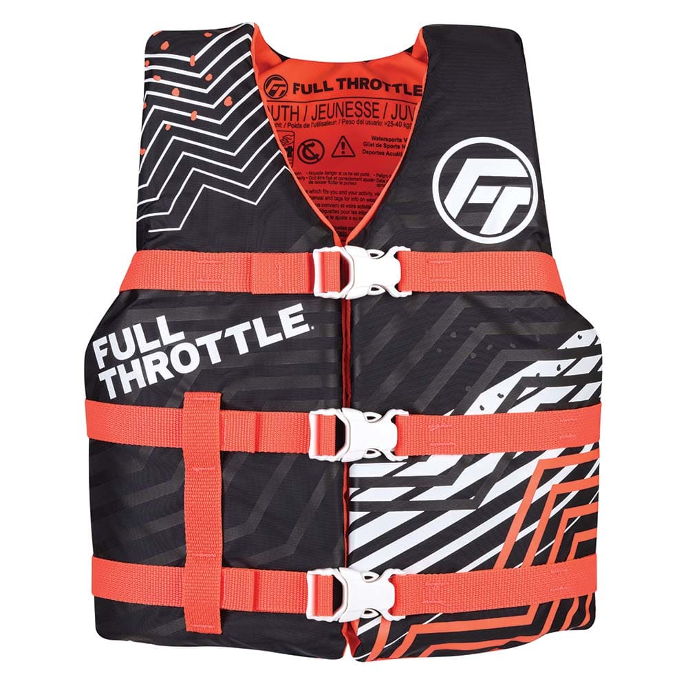 Full Throttle Youth Nylon Life Jacket - Pink/ Black - Watersports | Life Vests,Marine Safety | Personal Flotation Devices - Full Throttle