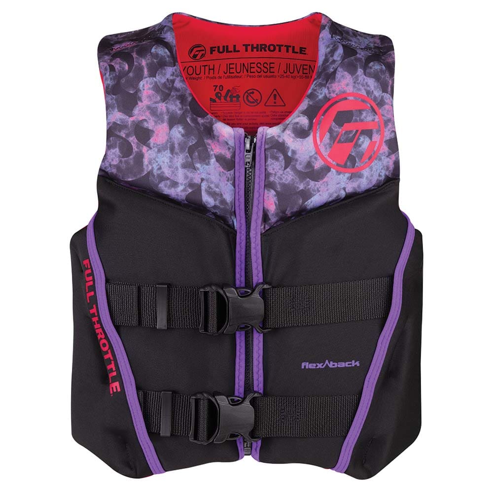 Full Throttle Youth Rapid-Dry Flex-Back Life Jacket - Pink/ Black - Watersports | Life Vests,Marine Safety | Personal Flotation Devices -
