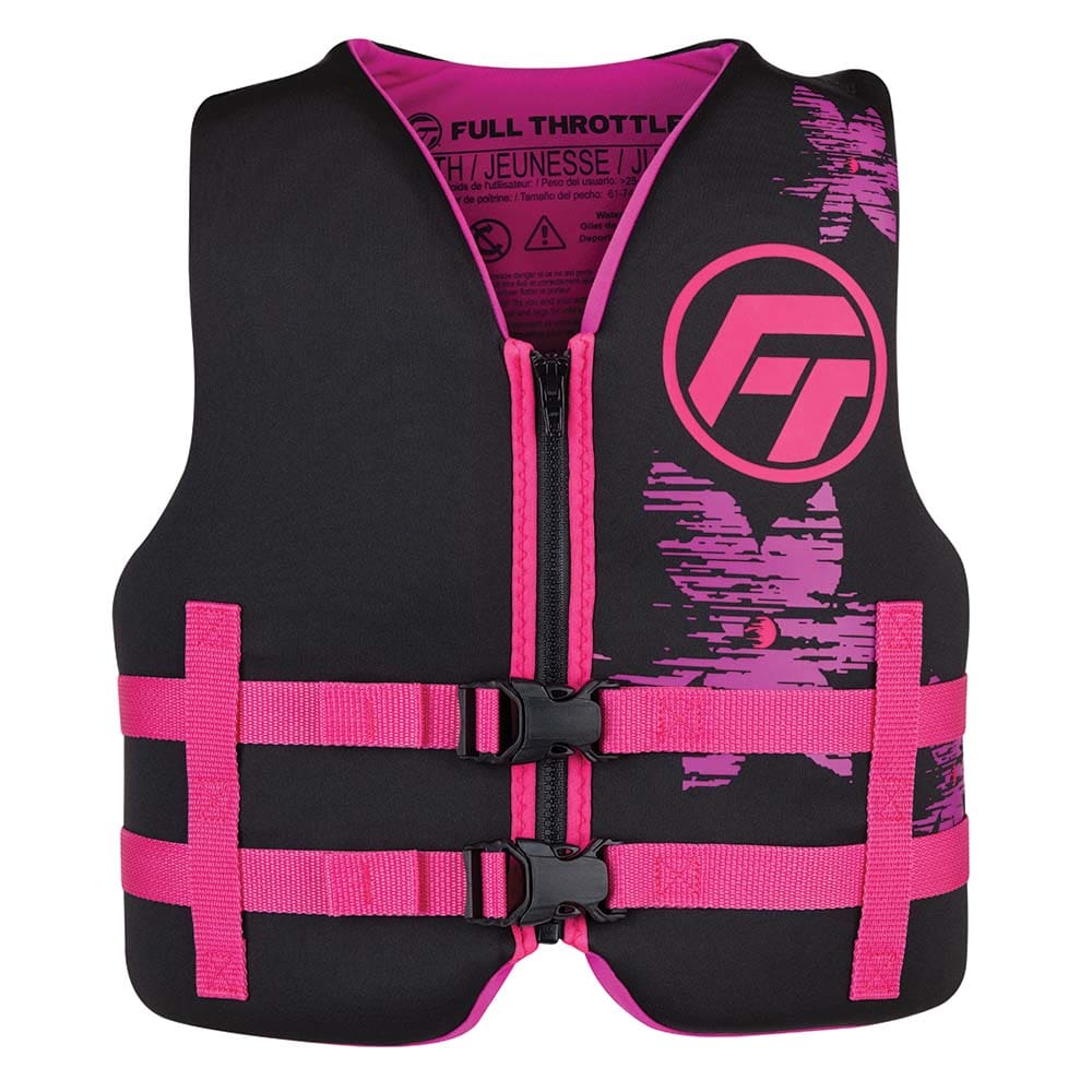 Full Throttle Youth Rapid-Dry Life Jacket - Pink/ Black - Watersports | Life Vests,Marine Safety | Personal Flotation Devices - Full