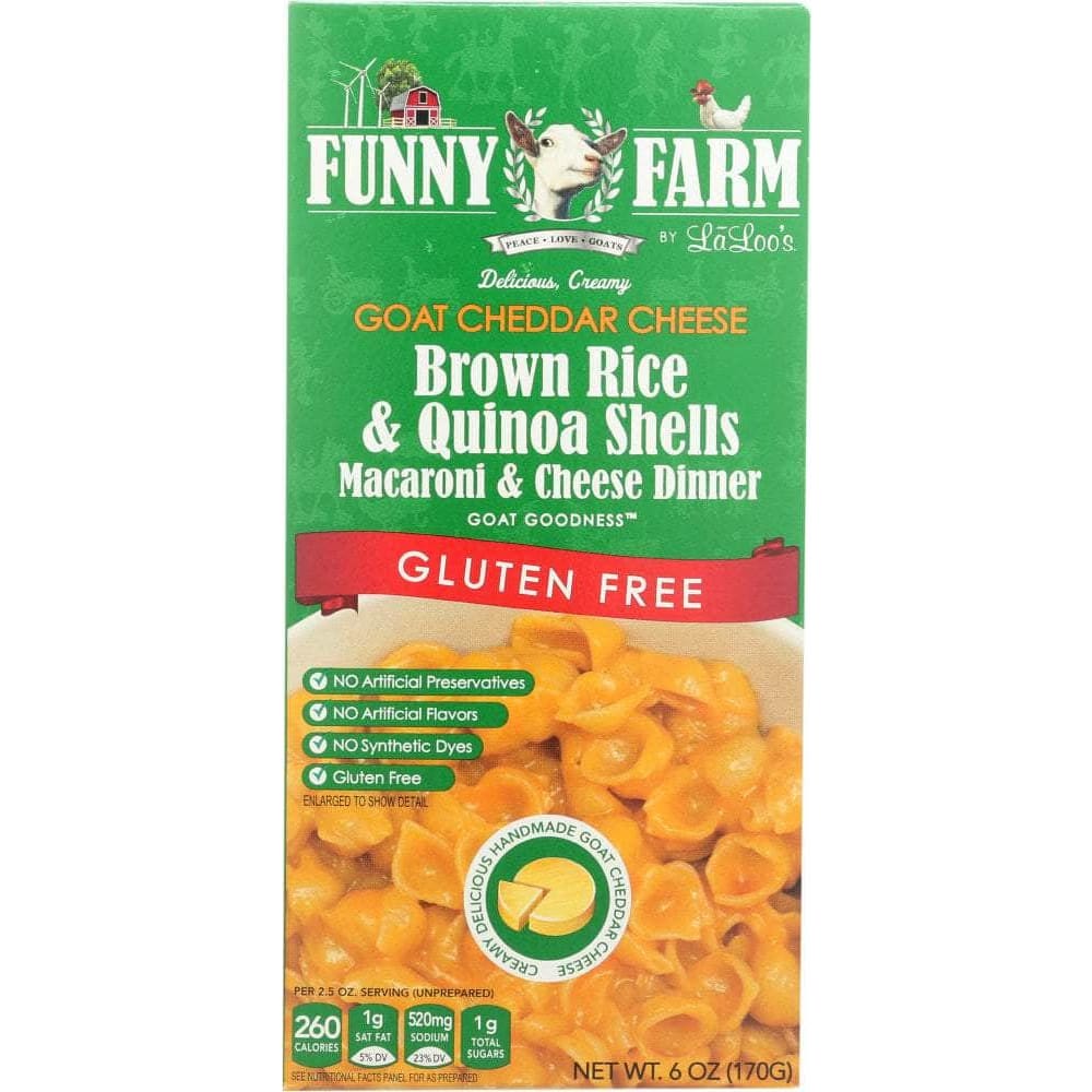 FUNNY FARMS Grocery > Pantry > Food FUNNY FARMS: Brown Rice Quinoa Macaroni and Cheese Gluten Free, 6 oz