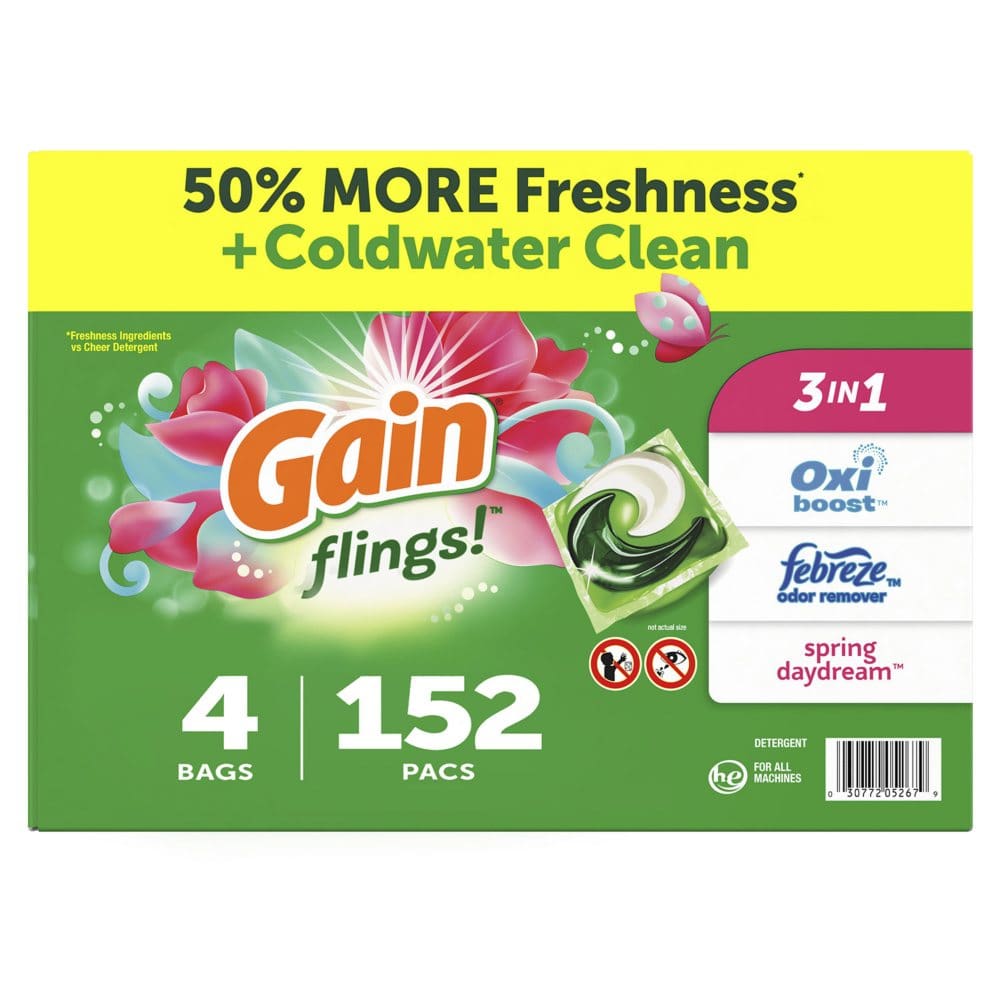 Gain Flings! Liquid Laundry Detergent Pacs Spring Daydream (152 ct.) - Laundry Supplies - Gain