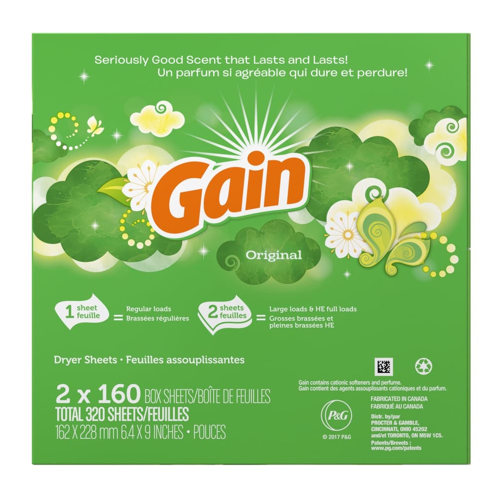 Gain Original Scent Dryer Sheets 2 pk./160 ct. - Gain
