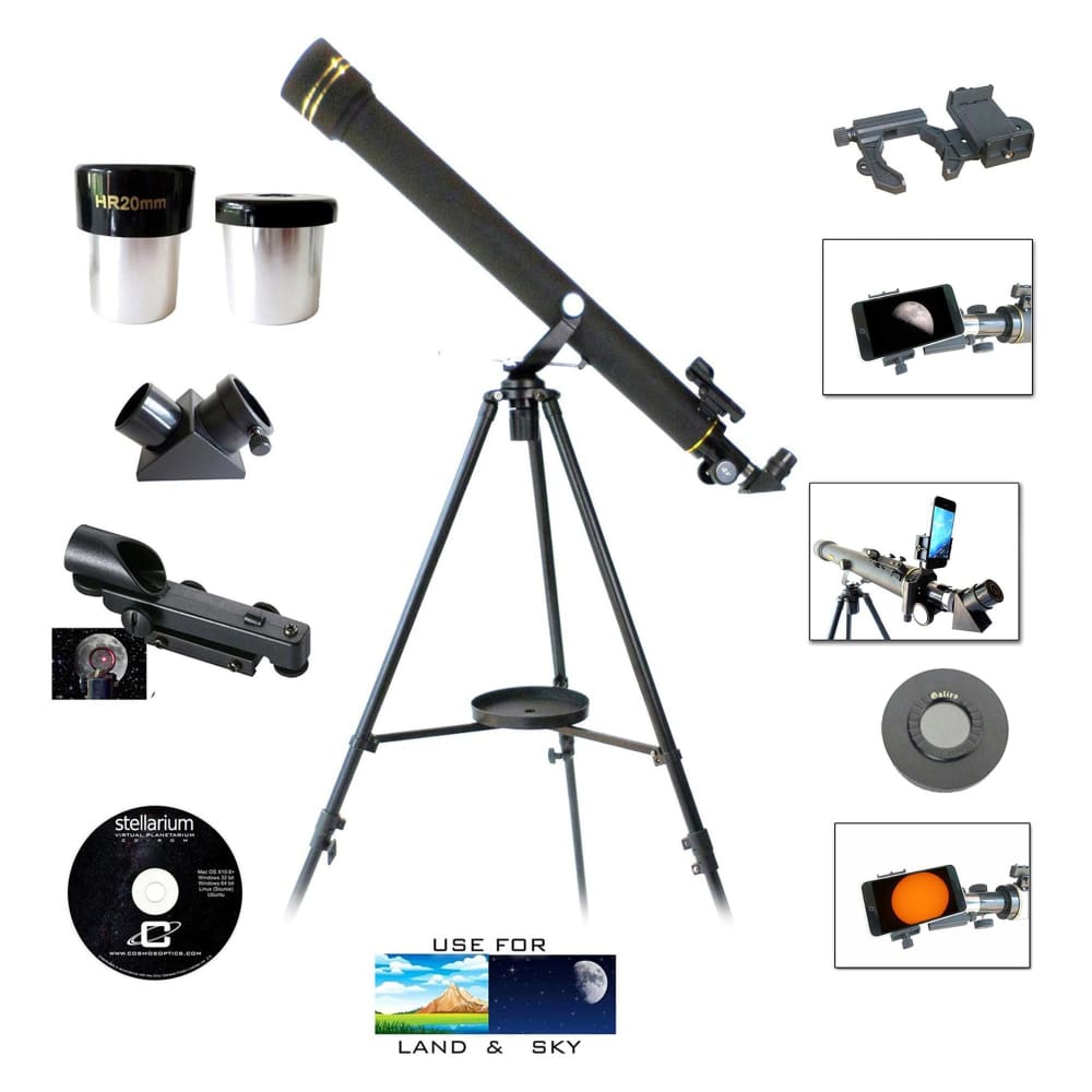 Galileo 700mm x 60mm Refractor Telescope with Smartphone Adapter and Solar Filter - Galileo