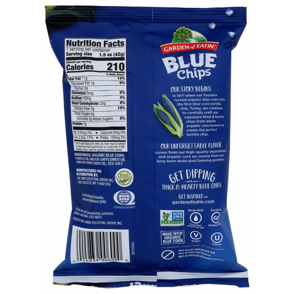 GARDEN OF EATIN Grocery > Snacks > Chips > Tortilla & Corn Chips GARDEN OF EATIN: Chip Blue Trtla Org3, 1.5 oz