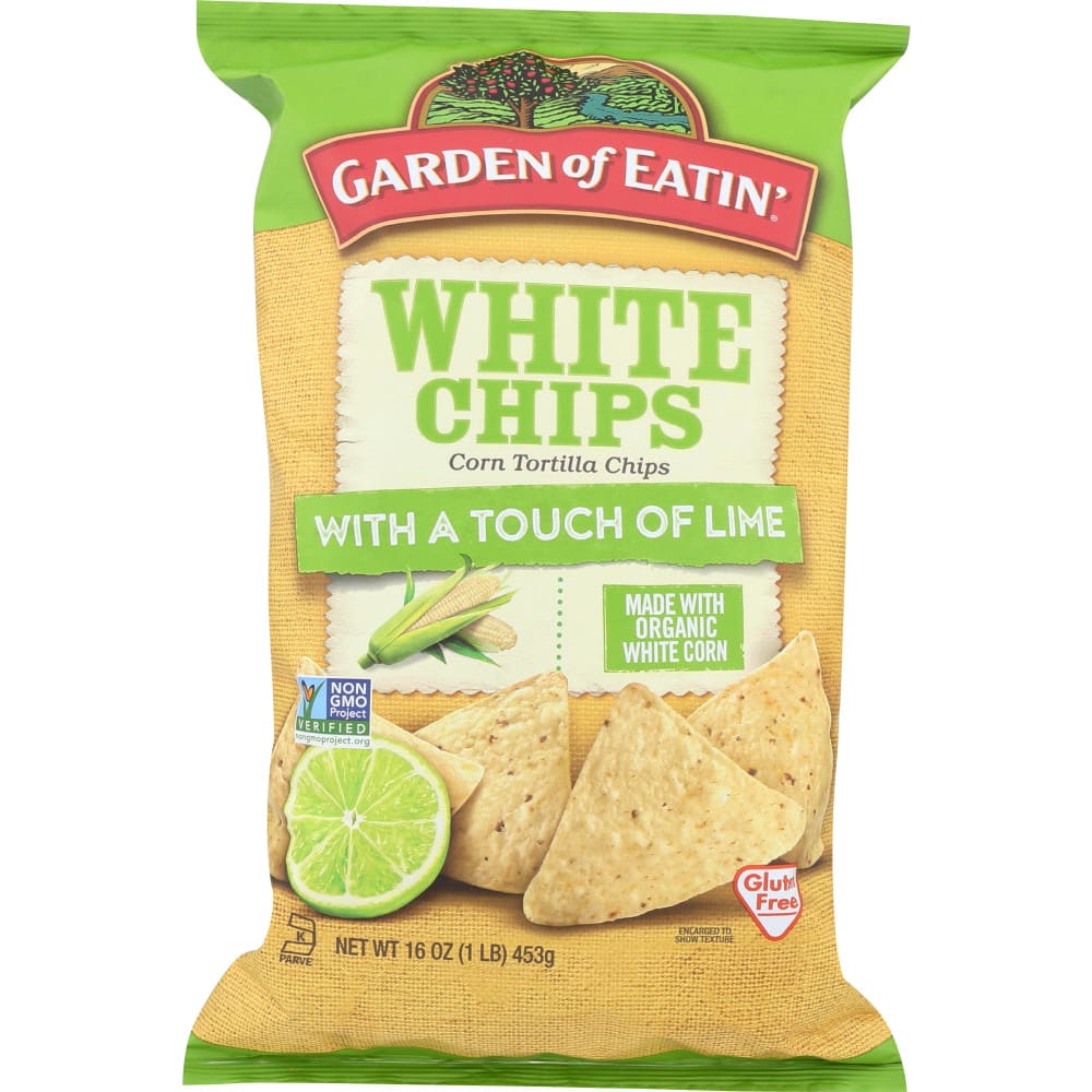 GARDEN OF EATIN: White Tortilla with Lime Chip 16 oz (Pack of 4) - Grocery > Natural Snacks > Chips > Tortilla & Corn Chips - GARDEN