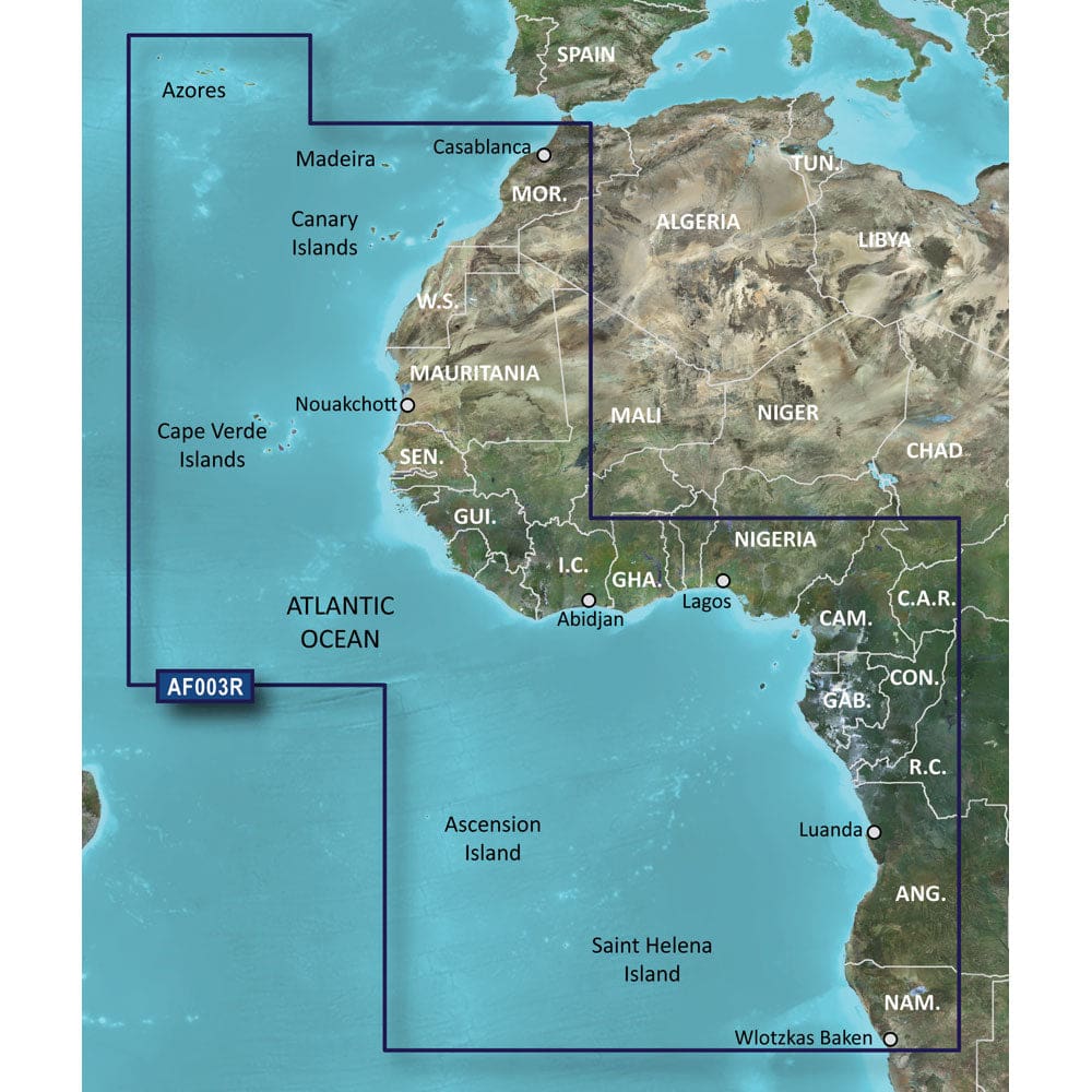 Garmin BlueChart® g3 HD - HXAF003R - Western Africa - microSD™/ SD™ - Cartography | Garmin BlueChart Foreign - Garmin