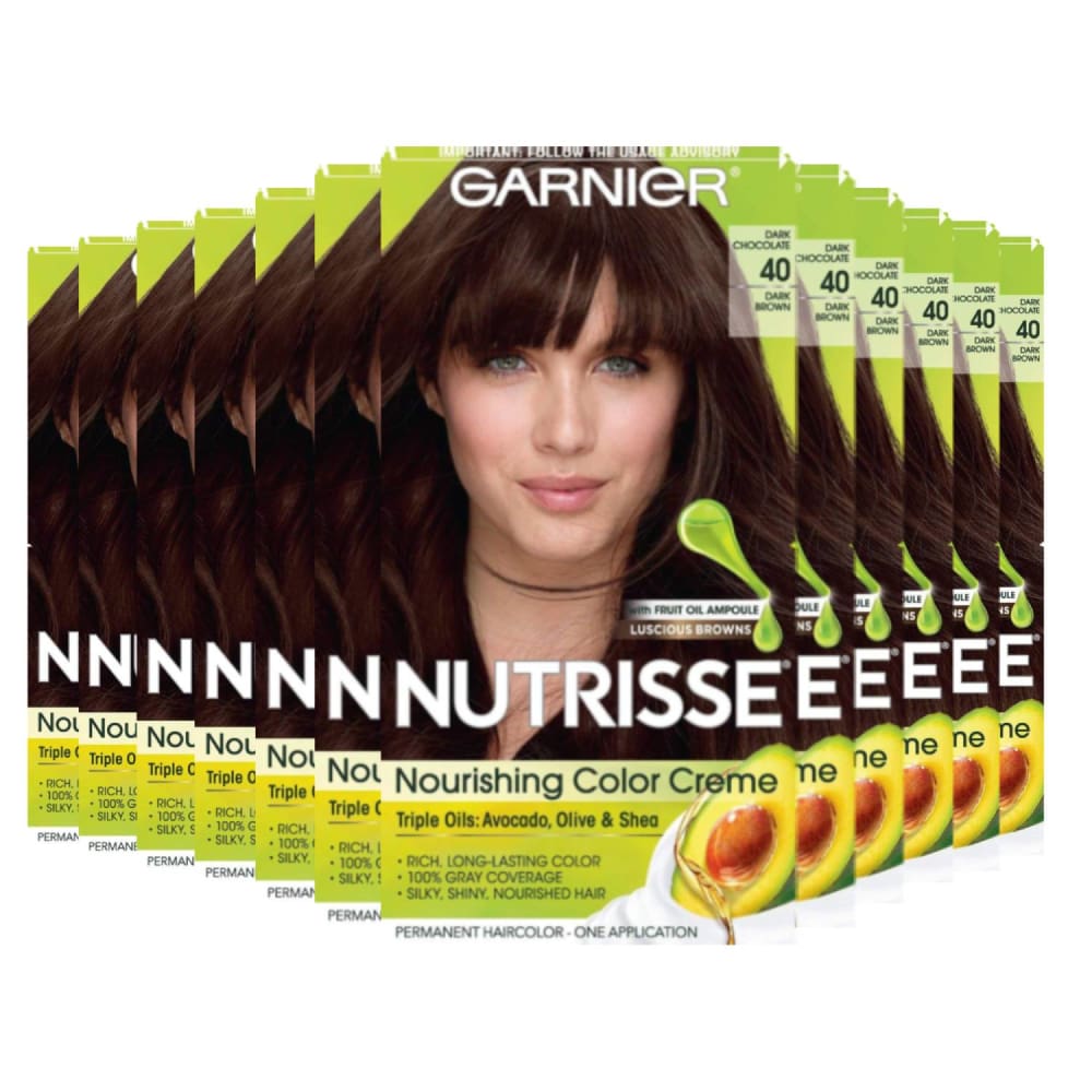 Garnier Nutrisse Nourishing Color Creme - Dark Brown 40 (Dark Chocolate) - 12 Pack - Hair Styling Products - Garnier