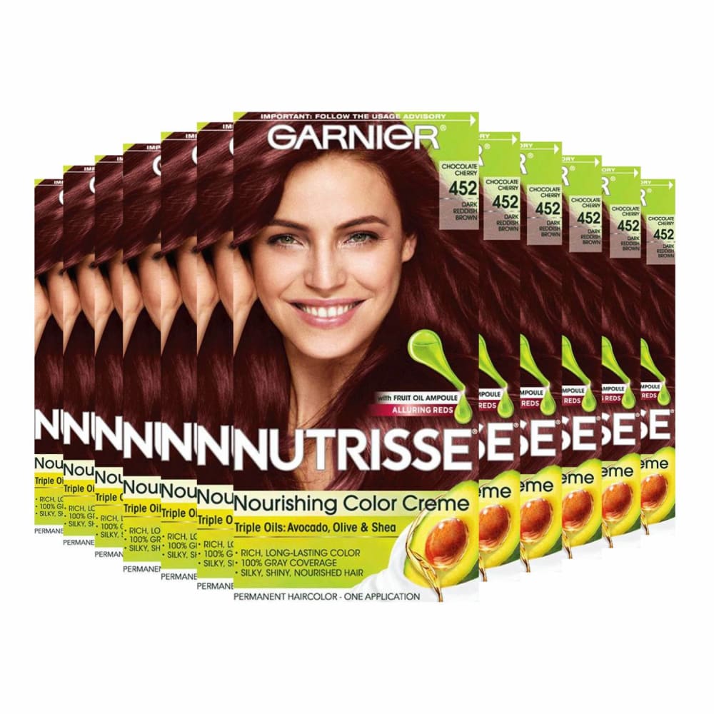 Garnier Nutrisse Nourishing Color Creme - Dark Reddish Brown (452) - 12 Pack - Hair Styling Products - Garnier