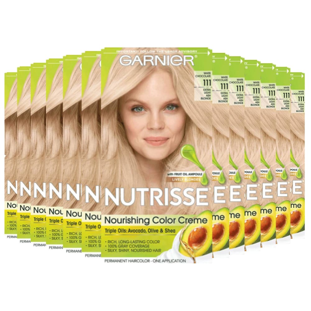 Garnier Nutrisse Nourishing Color Creme -Extra-Light Ash Blonde 111 (White Chocolate) - 12 Pack - Hair Styling Products - Garnier