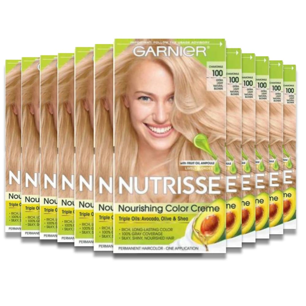 Garnier Nutrisse Nourishing Color Creme - Extra-Light Natural Blonde 100 (Chamomile) - 12 Pack - Hair Styling Products - Garnier