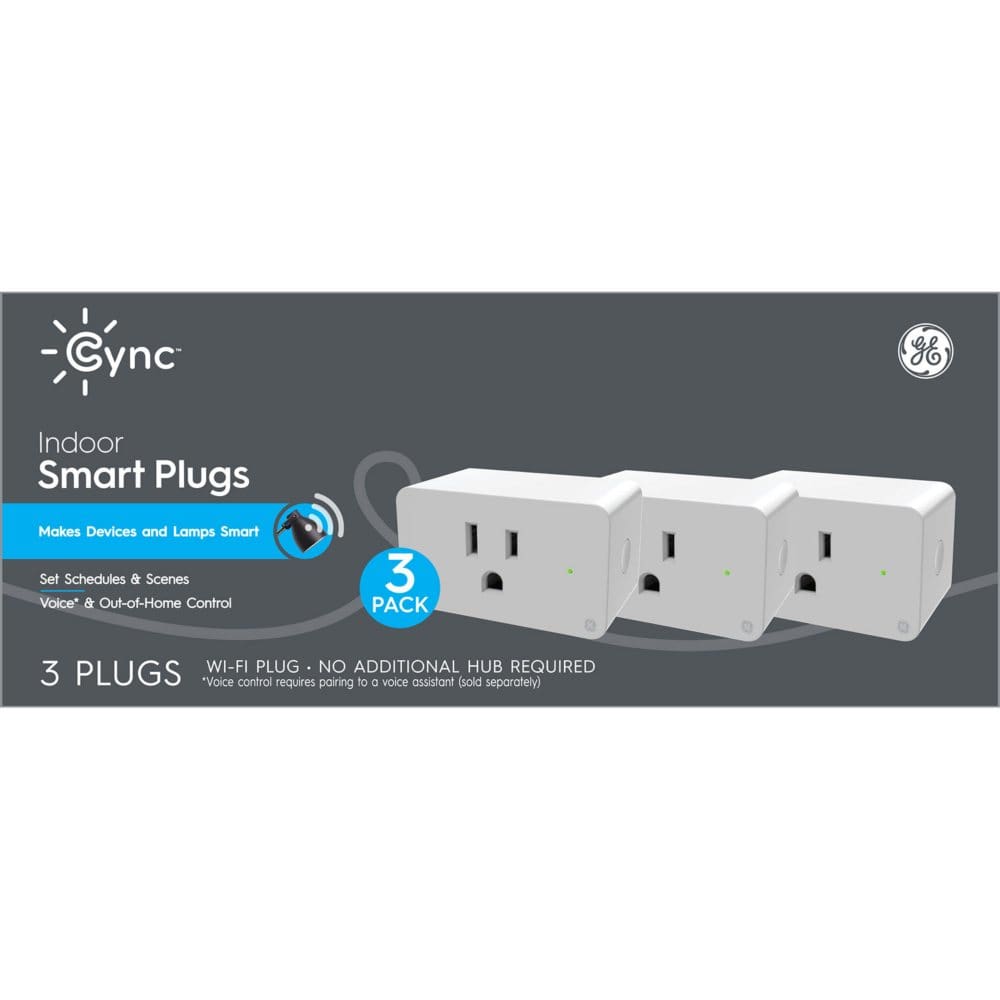 GE Lighting CYNC Indoor Smart Plug 3-pack Bluetooth and Wi-Fi Outlet Socket - Smart Lighting - GE