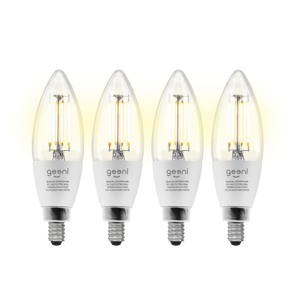 Geeni LUX Edison B11 Filament Wi-Fi LED Smart Bulb (4-Pack) - Smart Lighting - ShelHealth