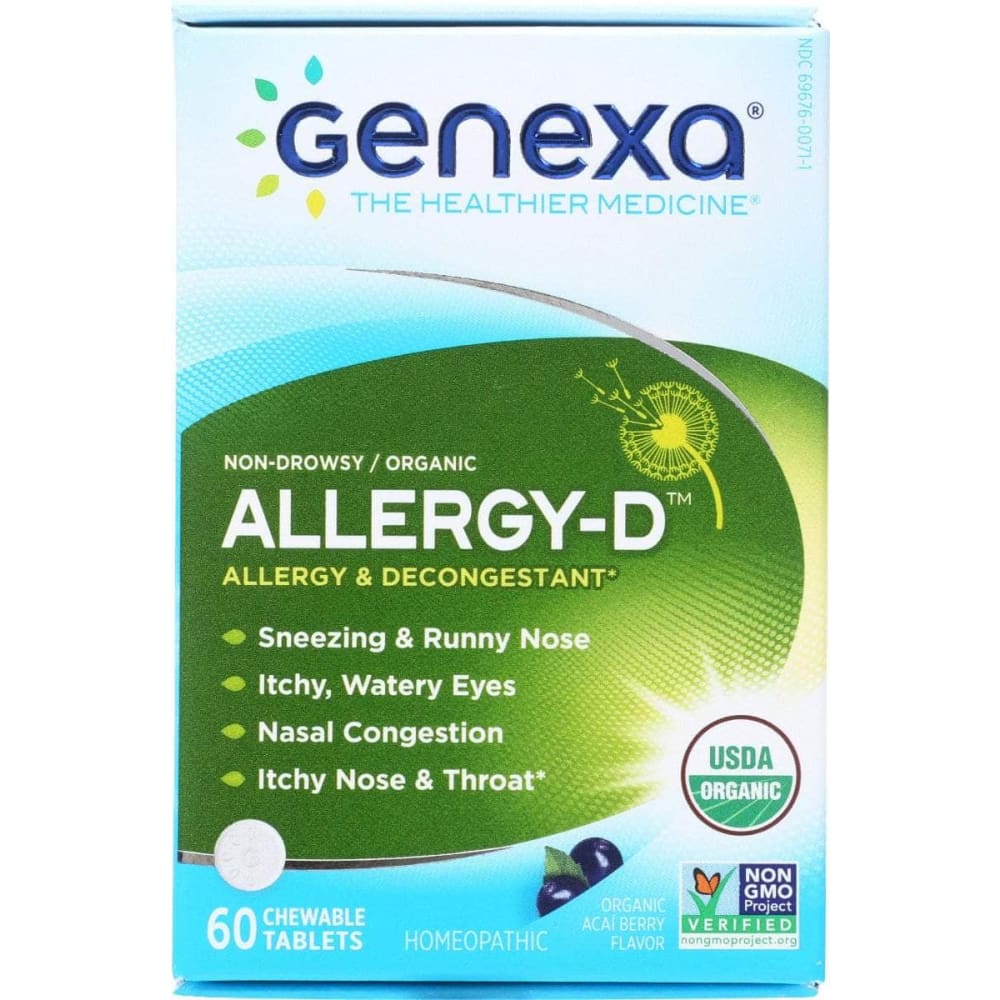 GENEXA Health > Natural Remedies > Nasal Care GENEXA Allergy D Organic Allergy and Decongestant, 60 tb
