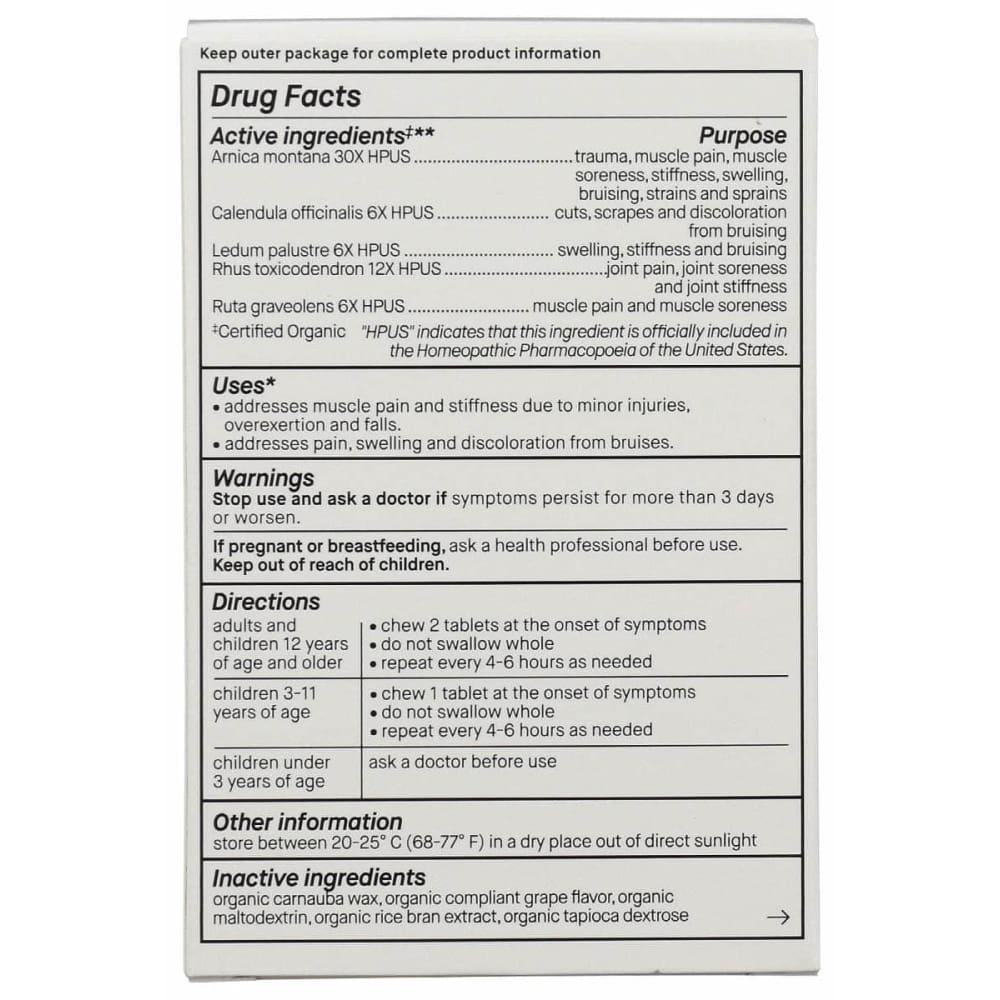 GENEXA Health > Natural Remedies > Pain Relief Medicine GENEXA Arnica Organic Pain Relief, 100 tb