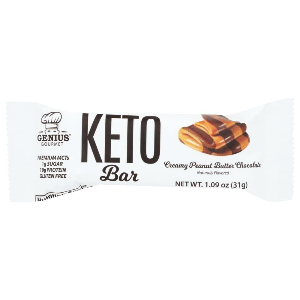 GENIUS GOURMET KETO BARS: Creamy Peanut Butter Chocolate 1.09 oz (Pack of 6) - Grocery > Nutritional Bars - GENIUS GOURMET KETO BARS