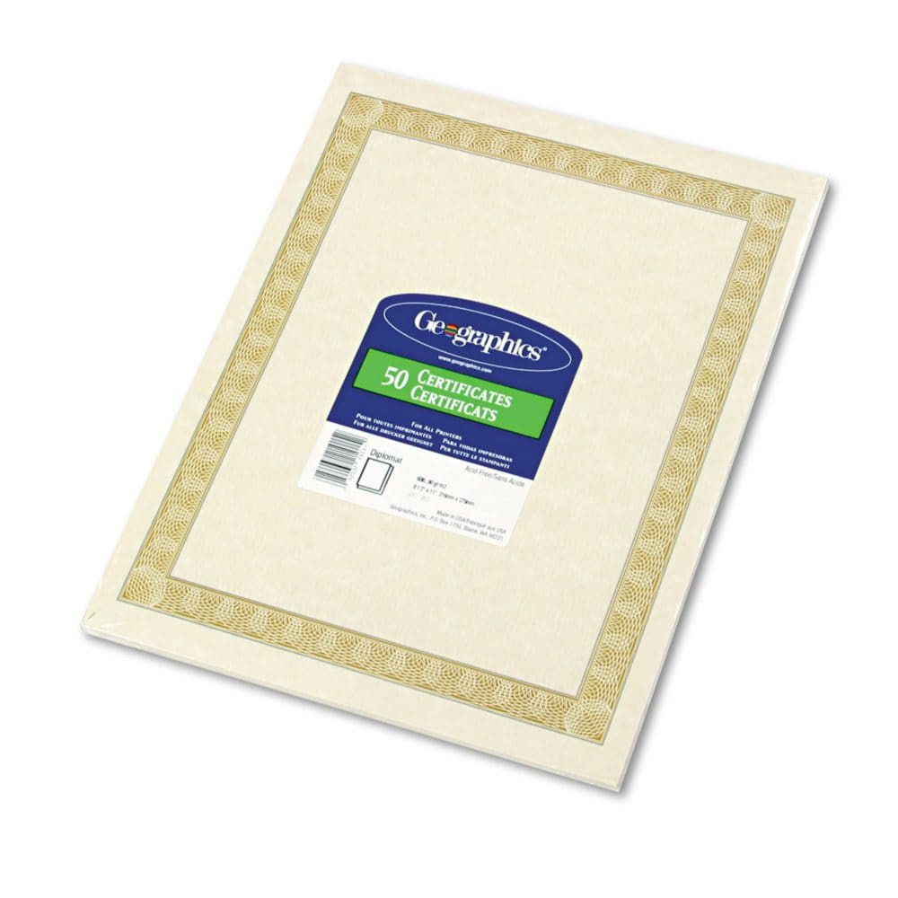 Geographics - Parchment Paper Certificates 8-1/2 x 11 Natural Diplomat Border - 50/Pack (Pack of 2) - Copy & Multipurpose Paper -