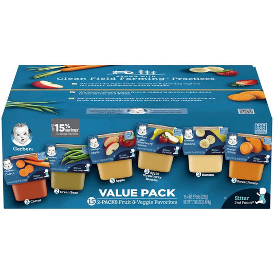 Gerber 2nd Foods Fruit & Veggie Value Pack (4 oz. 30 ct.) - Baby Feeding Productsâ€‹ - Gerber