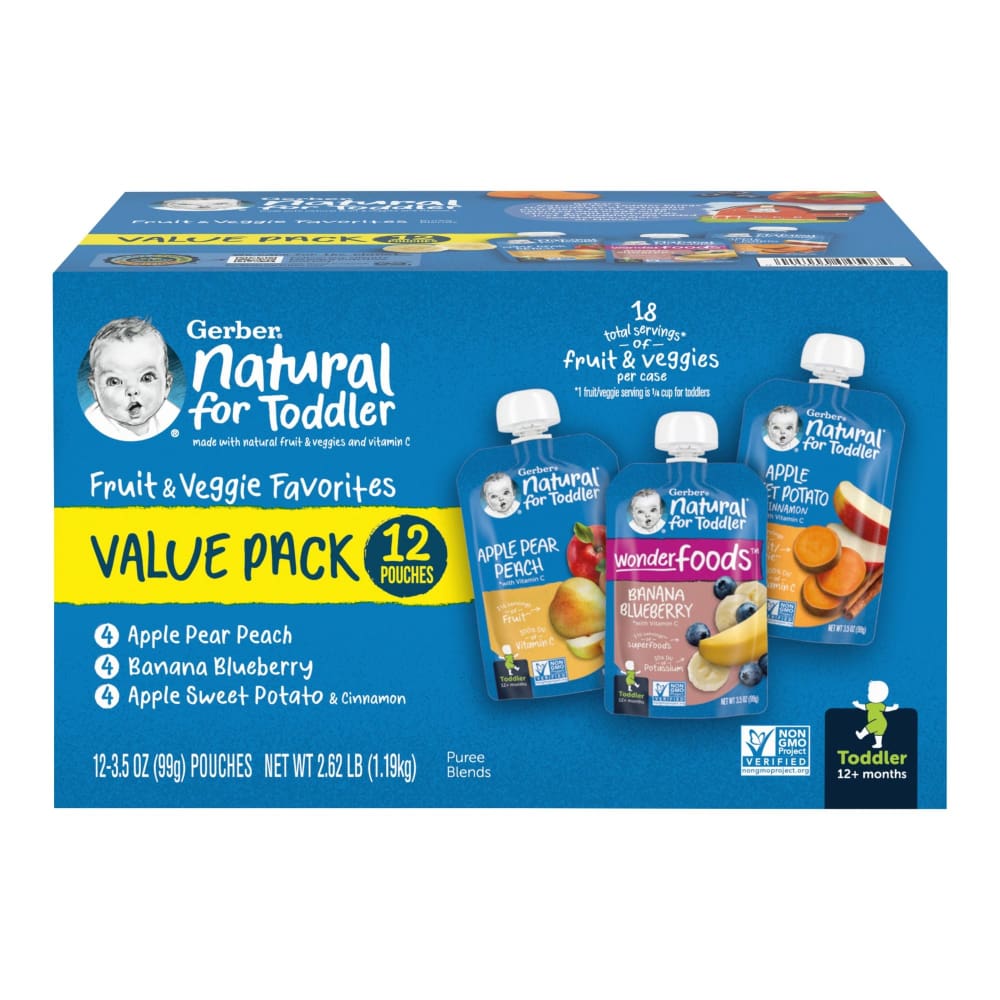 Gerber Gerber Natural Baby Food Pouches for Toddler 12+ Months 12 pk./3.5 oz. - Home/Baby & Kids/Baby Food & Formula/Baby Food/ - Gerber